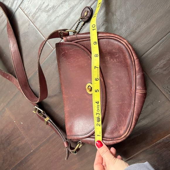 Vintage roots genuine leather Burgundy brown Crossbody Bag boho artsy western - Picture 9 of 10